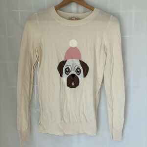 Loft pug 100% cotton crewneck sweater size xs
